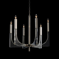 Acrylic And Nickel Six-Light Chandelier - Silver