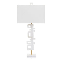 Abstract Antique Gold Leaf Table Lamp - White