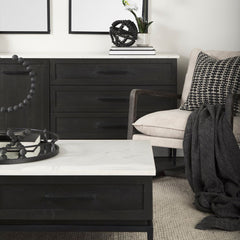 Adeline White Marble | Dark Brown Wood Sideboard