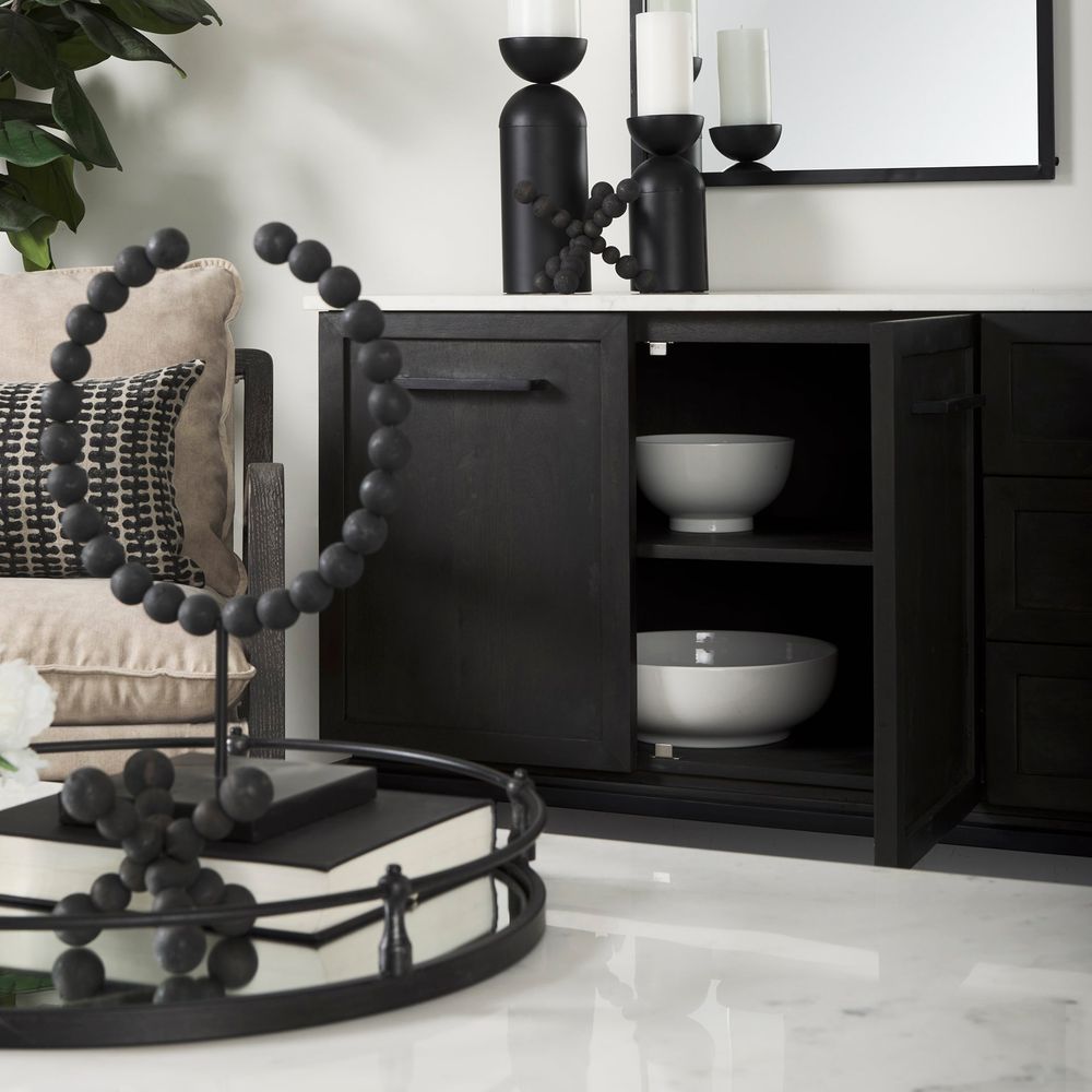 Adeline White Marble | Dark Brown Wood Sideboard