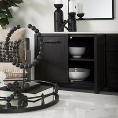 Adeline White Marble | Dark Brown Wood Sideboard