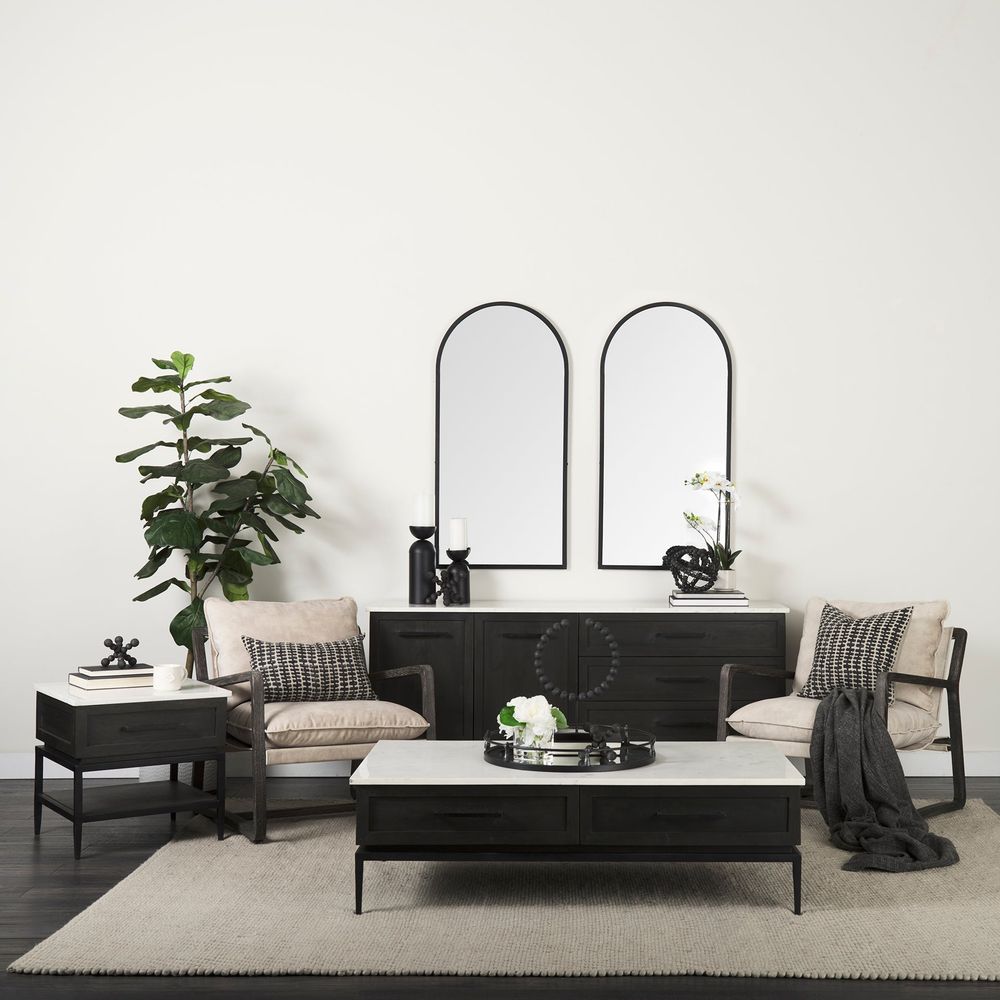 Adeline White Marble | Dark Brown Wood Sideboard