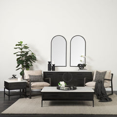 Adeline White Marble | Dark Brown Wood Sideboard