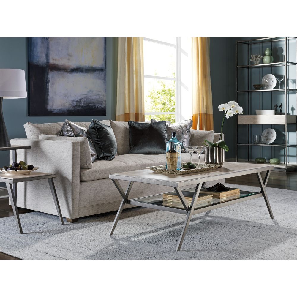 Adamo Silver Gray Cocktail Table - Silver Leaf
