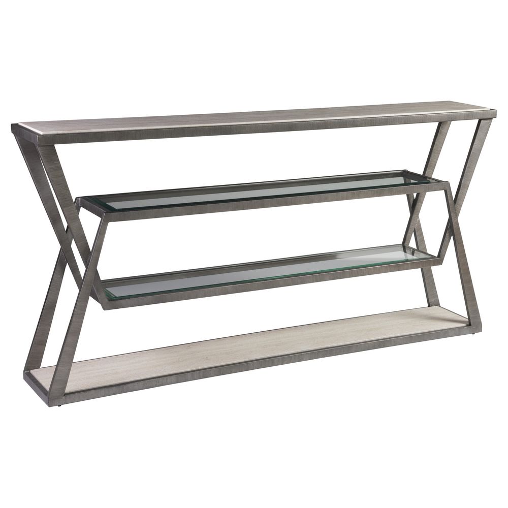 Adamo Silver Gray Console - Silver Leaf
