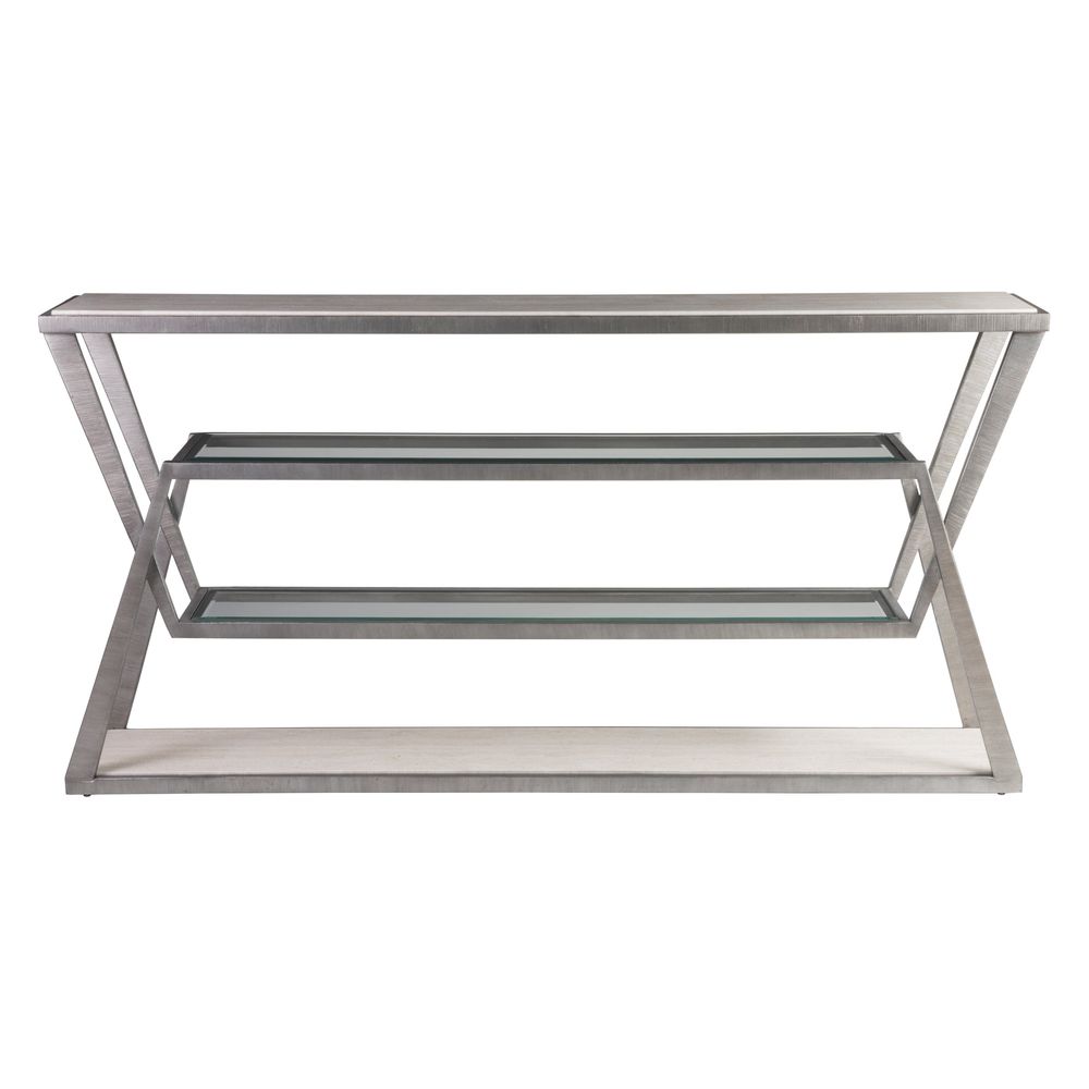 Adamo Silver Gray Console - Silver Leaf