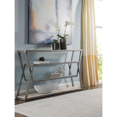 Adamo Silver Gray Console - Silver Leaf