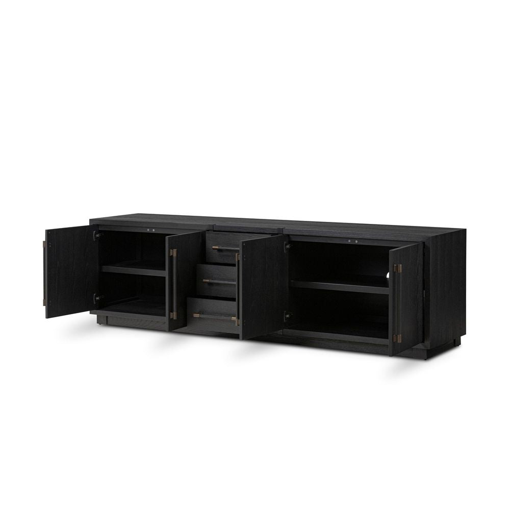 Adolfo Media Console - Modern Black Ash