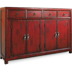 58'' Red Asian Cabinet