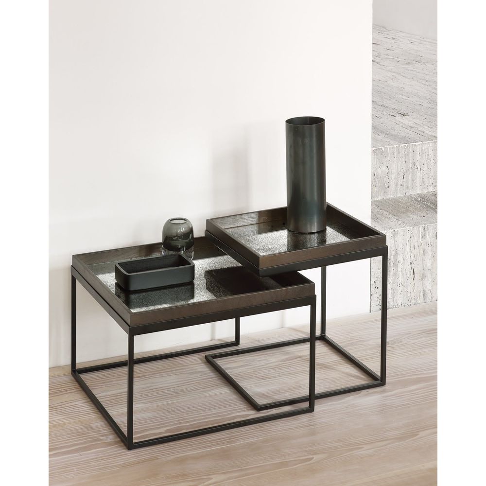 Aged Mirror Tray - Black