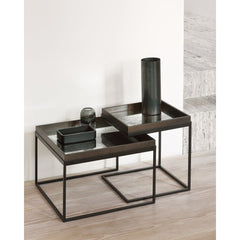 Aged Mirror Tray - Black