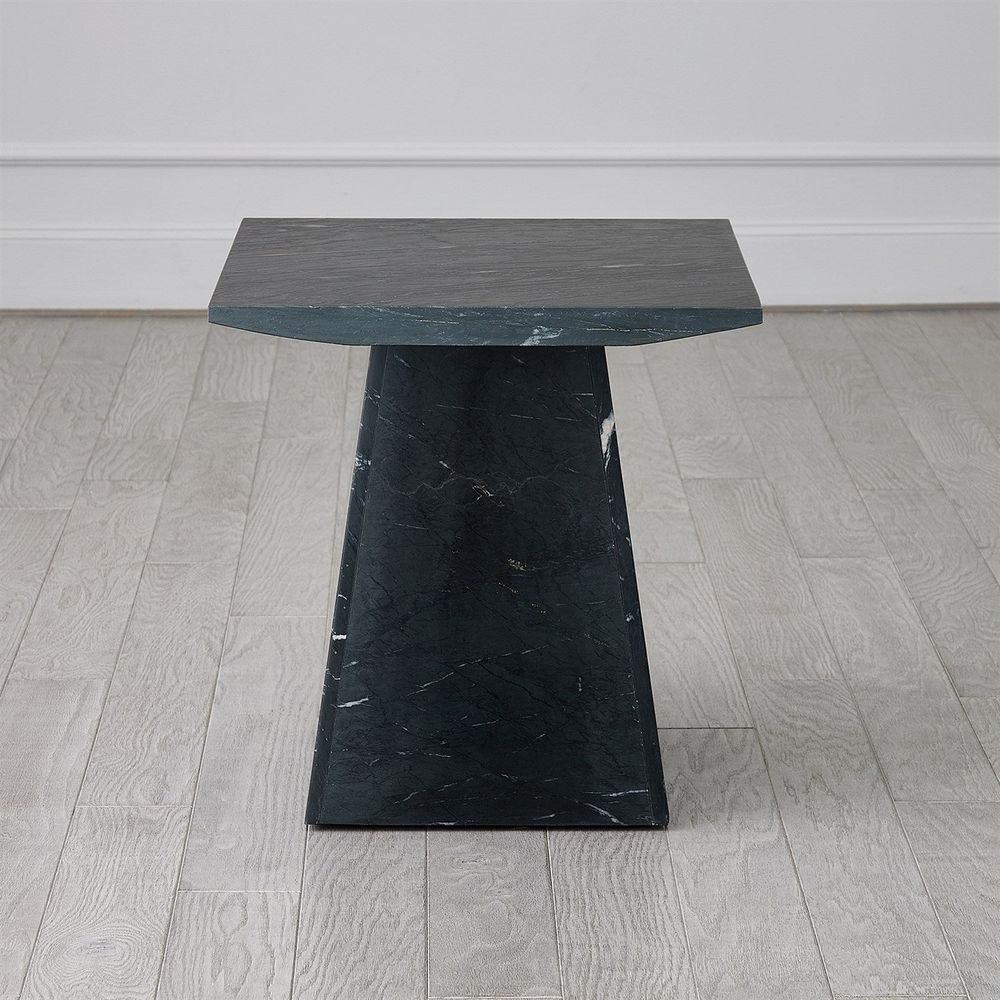 Aero Side Table-Black Leathered Marble