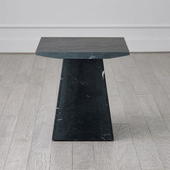 Aero Side Table-Black Leathered Marble