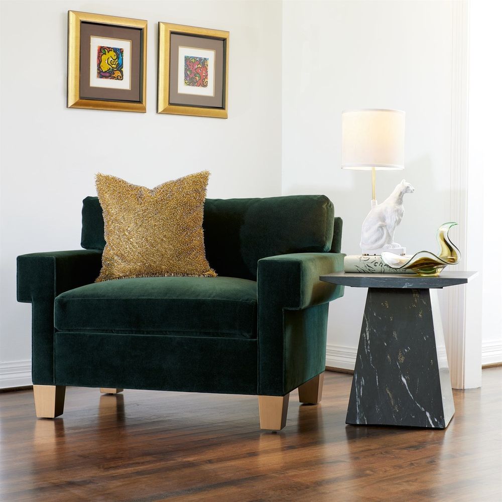 Aero Side Table-Black Leathered Marble