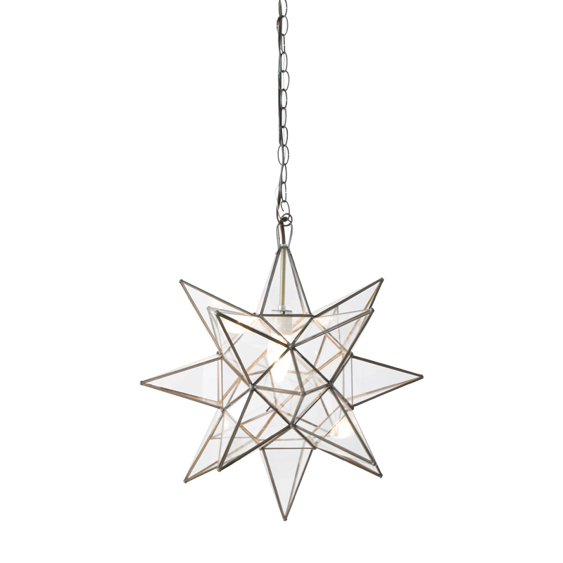 Acs - 12" Sm Clear Glass Star Chandelier