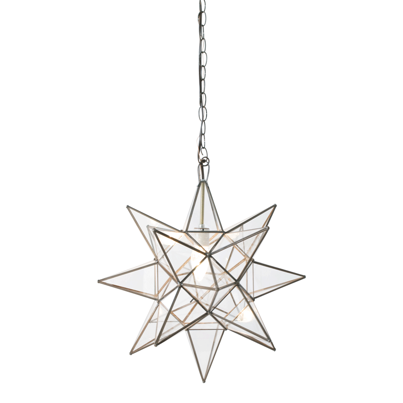 Acs - 15" Md Clear Glass Star Chandelier
