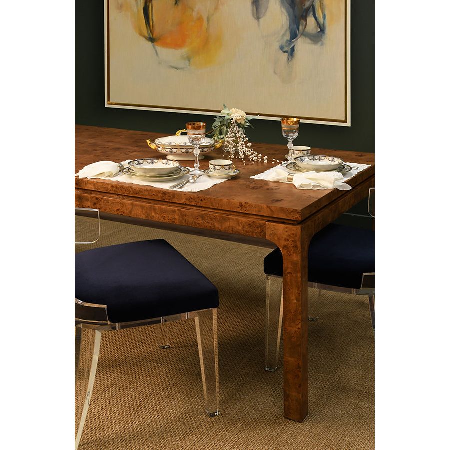 Adams Rectangular Dining Table In Dark Burl Wood