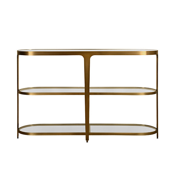 Addison Three Tier Glass Top Racetrack Console