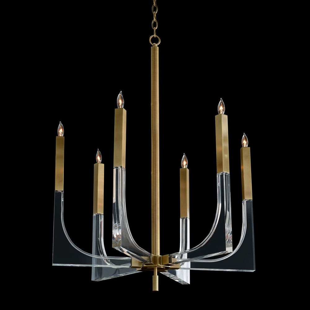 Acrylic And Brass Six-Light Chandelier - Gold