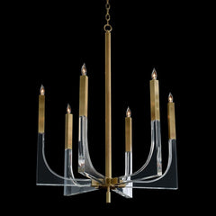 Acrylic And Brass Six-Light Chandelier - Gold