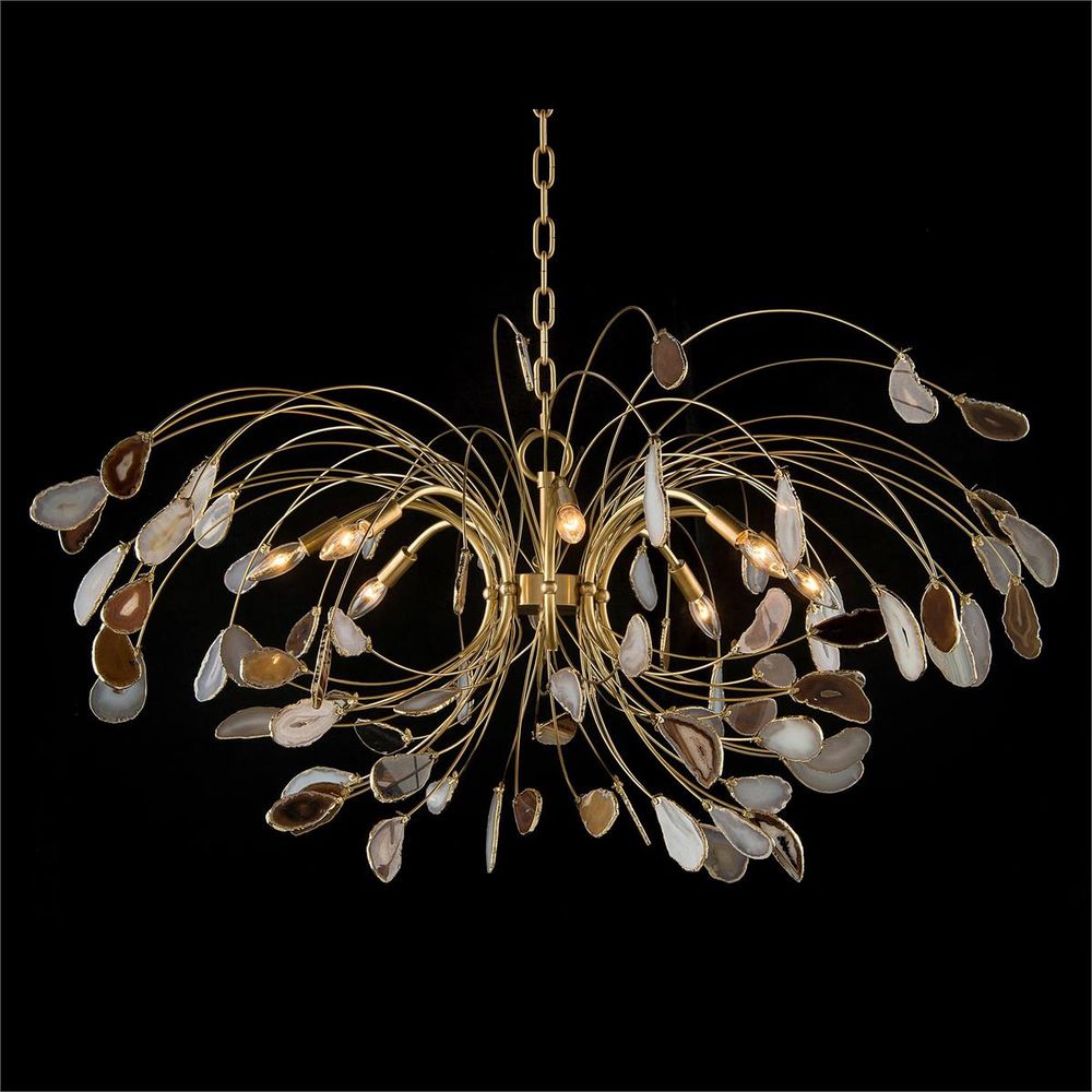 Agate And Brass Eight-Light Chandelier - Brass