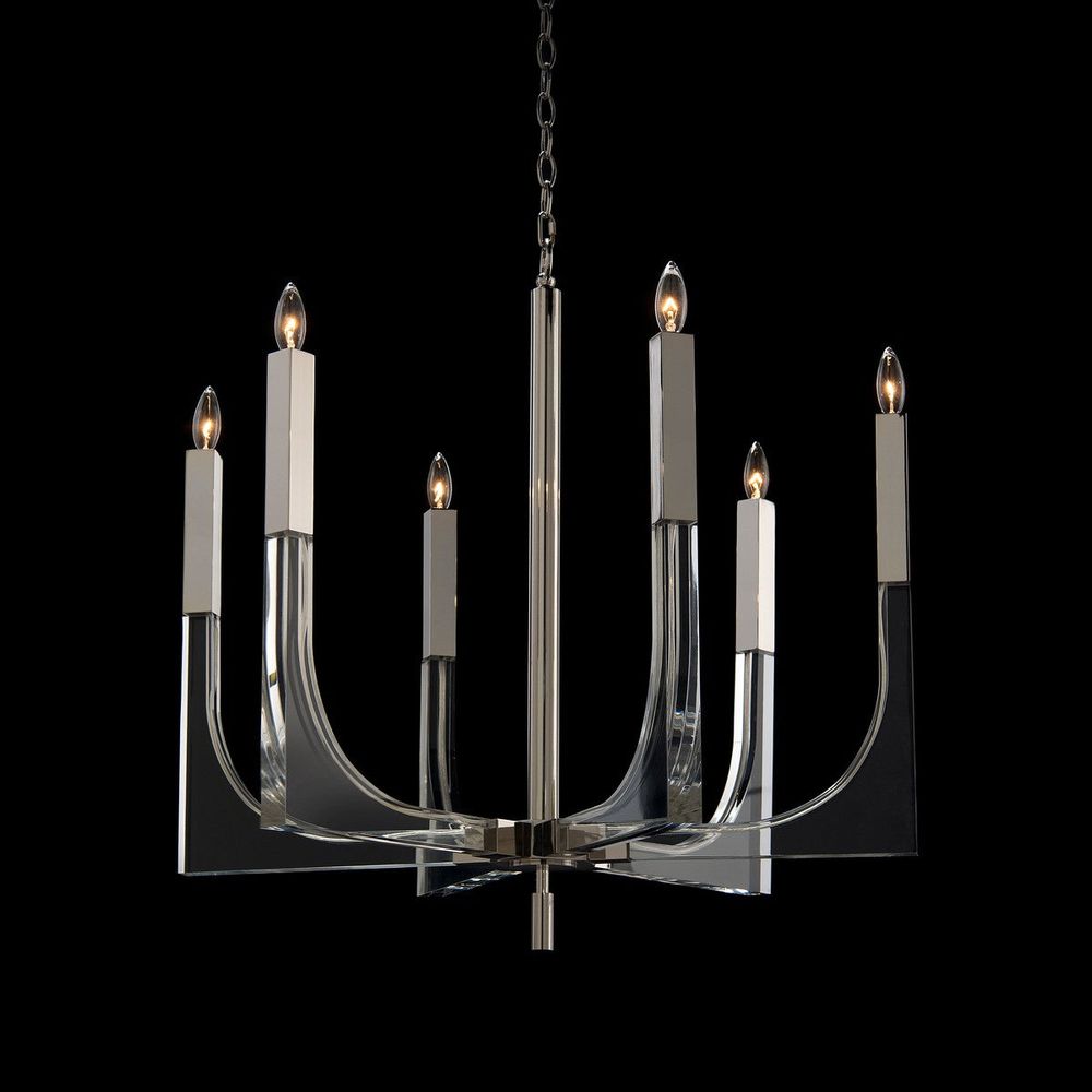 Acrylic And Nickel Six-Light Chandelier - Silver