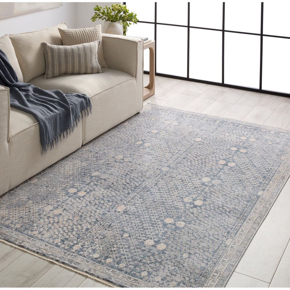 Aalto Floral Blue/ Light Gray Runner Rug (3'X10')