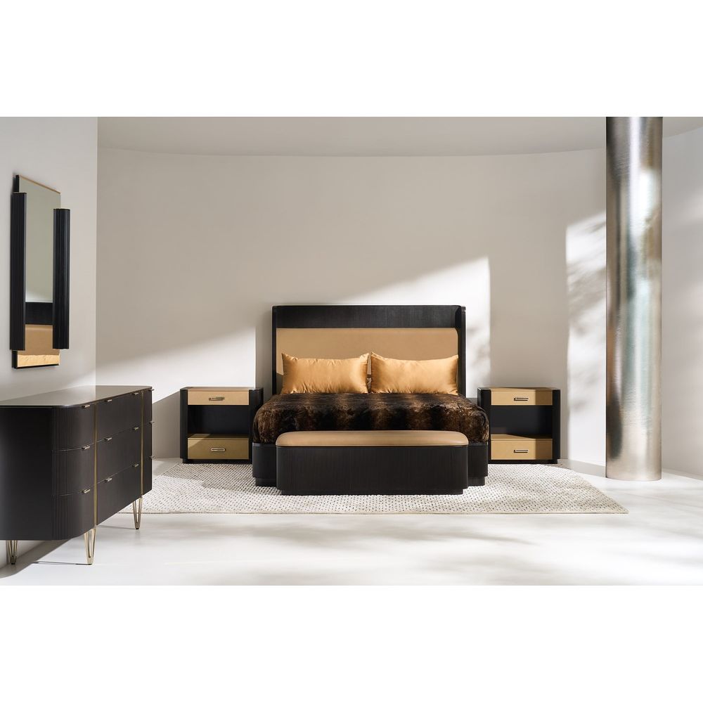 Adoration Fluted Storage Bench with Leather Seat