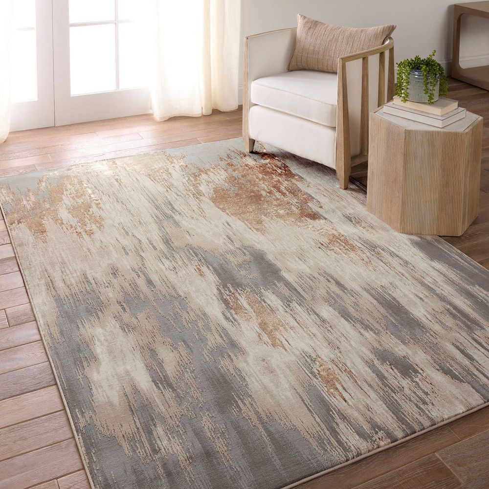Achilles Abstract Taupe/ Gray Runner Rug (2'2"X8')