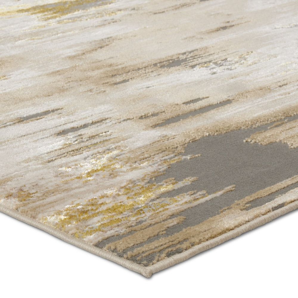 Achilles Abstract Gold/ Gray Runner Rug (3'3"X12')