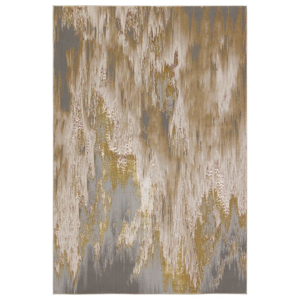 Achilles Abstract Gold/ Gray Runner Rug (2'2"X8')