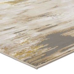 Achilles Abstract Gold/ Gray Runner Rug (3'3"X12')