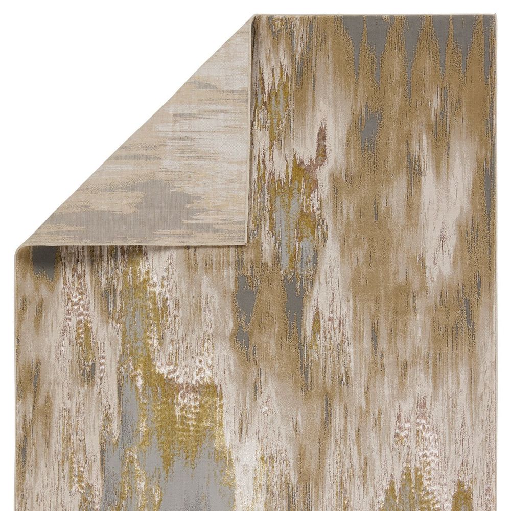 Achilles Abstract Gold/ Gray Runner Rug (3'3"X12')