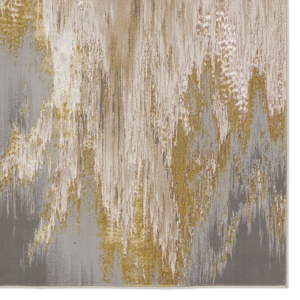 Achilles Abstract Gold/ Gray Runner Rug (2'2"X8')