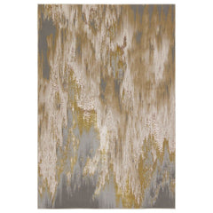 Achilles Abstract Gold/ Gray Runner Rug (3'3"X12')