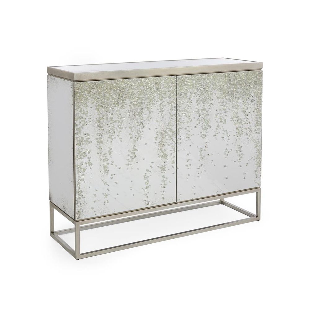 Aeolian Two-Door Cabinet - Off White, Silver