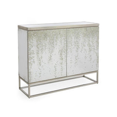 Aeolian Two-Door Cabinet - Off White, Silver