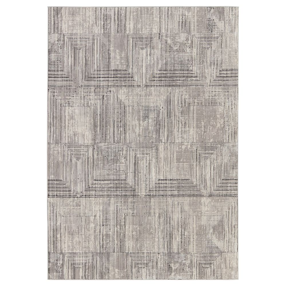 Aether Geometric Gray/ Cream Runner Rug (2'8"X8')