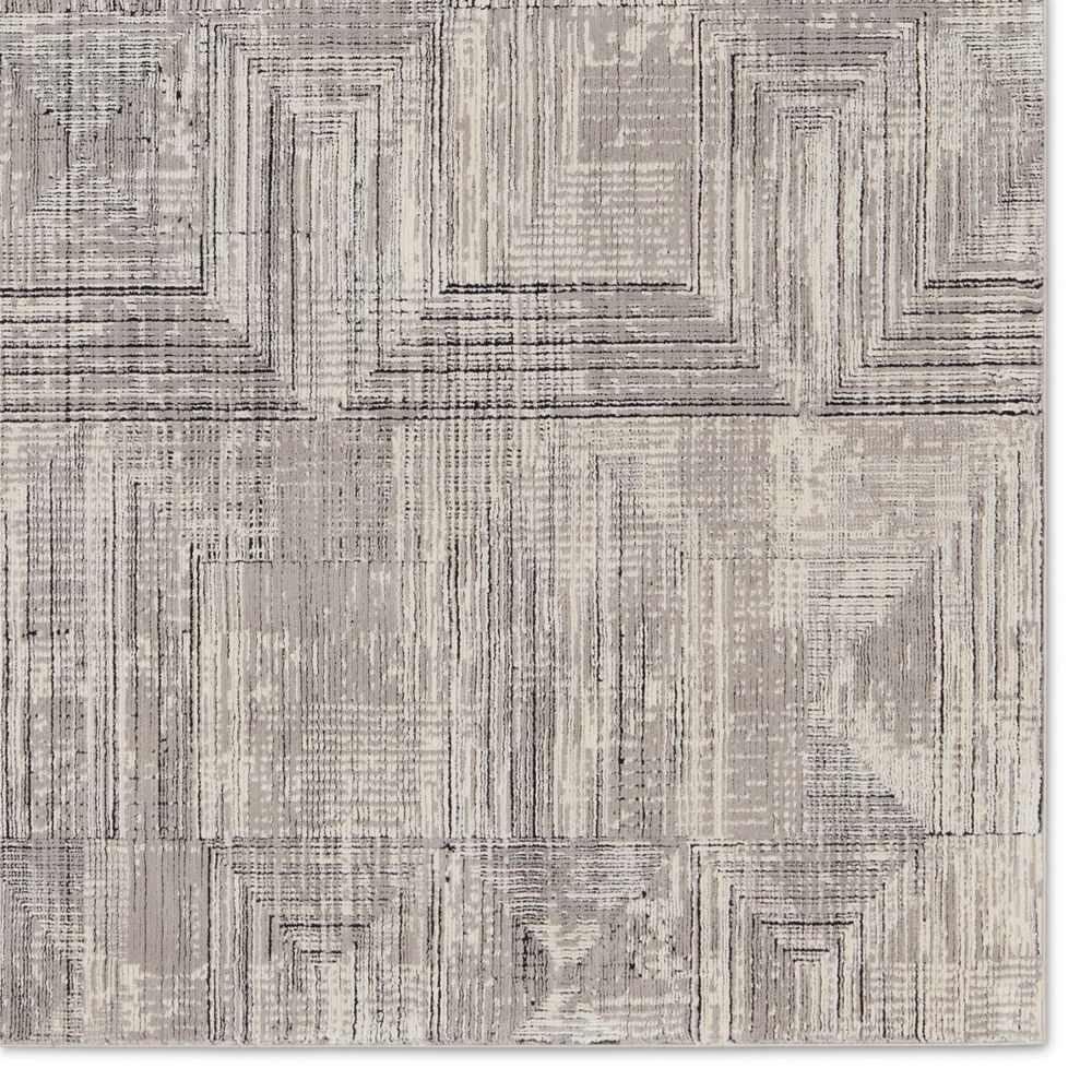Aether Geometric Gray/ Cream Runner Rug (2'8"X8')