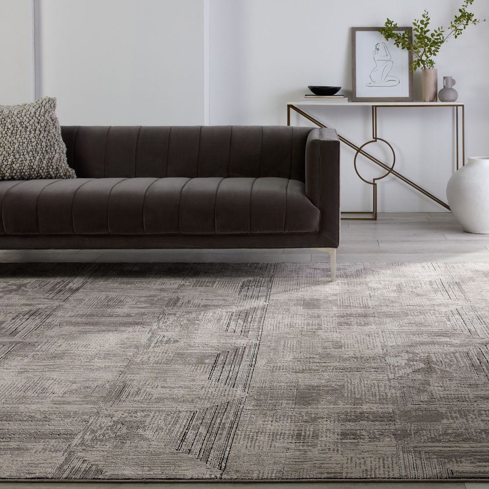 Aether Geometric Gray/ Cream Runner Rug (2'8"X8')