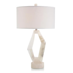 Abstract Alabaster Table Lamp - Silver,White