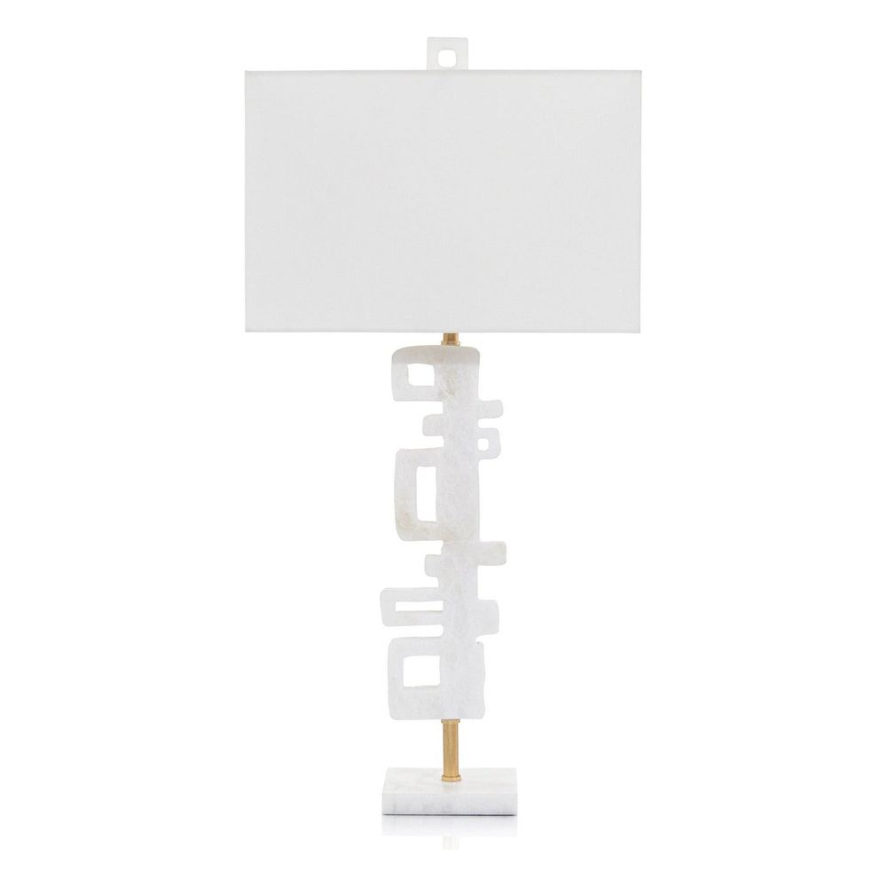Abstract Antique Gold Leaf Table Lamp - White