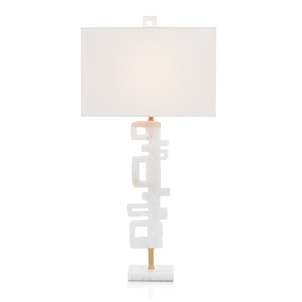 Abstract Antique Gold Leaf Table Lamp - White