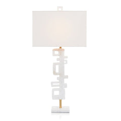 Abstract Antique Gold Leaf Table Lamp - White