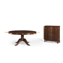 66" Mahogany Extending Circular Dining Table with Storage Cabinet for Leaves
