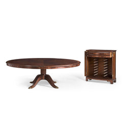 66" Mahogany Extending Circular Dining Table with Storage Cabinet for Leaves