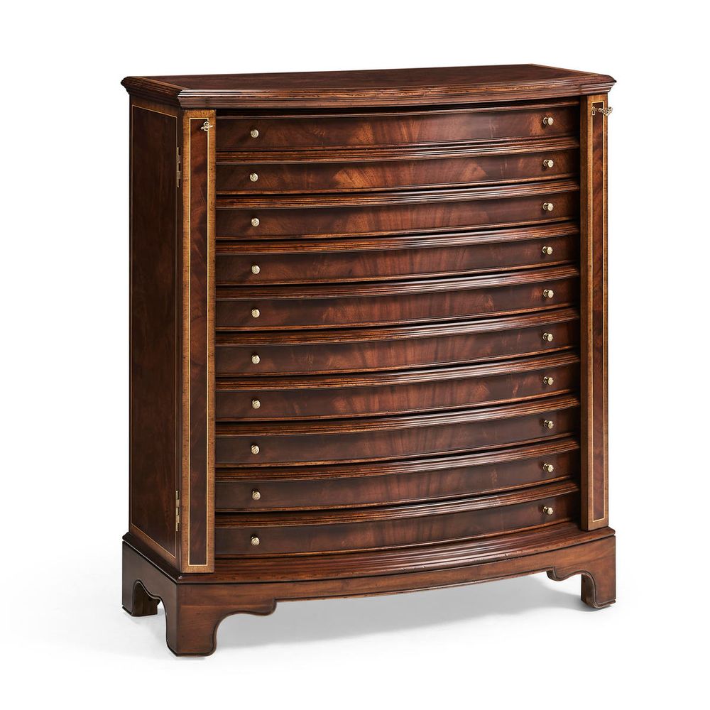 66" Mahogany Extending Circular Dining Table with Storage Cabinet for Leaves