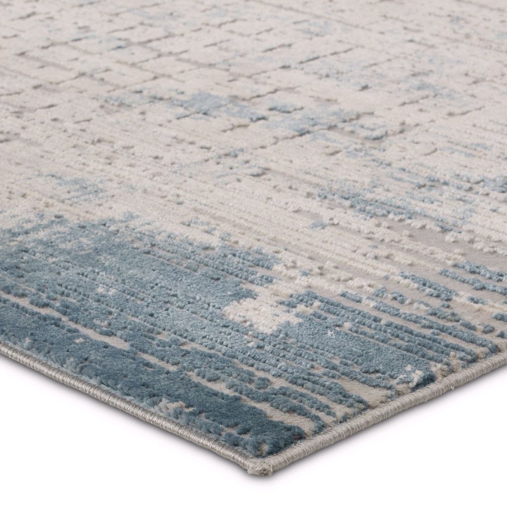 Acacia Abstract Cream/ Blue Runner Rug (2'6"X10')