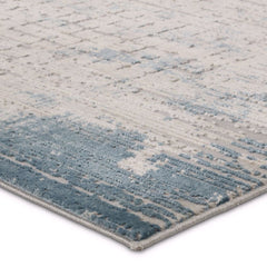 Acacia Abstract Cream/ Blue Runner Rug (2'6"X10')