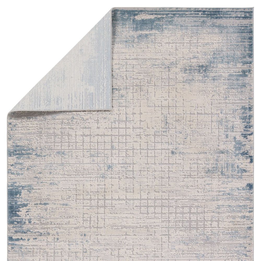 Acacia Abstract Cream/ Blue Runner Rug (2'6"X10')